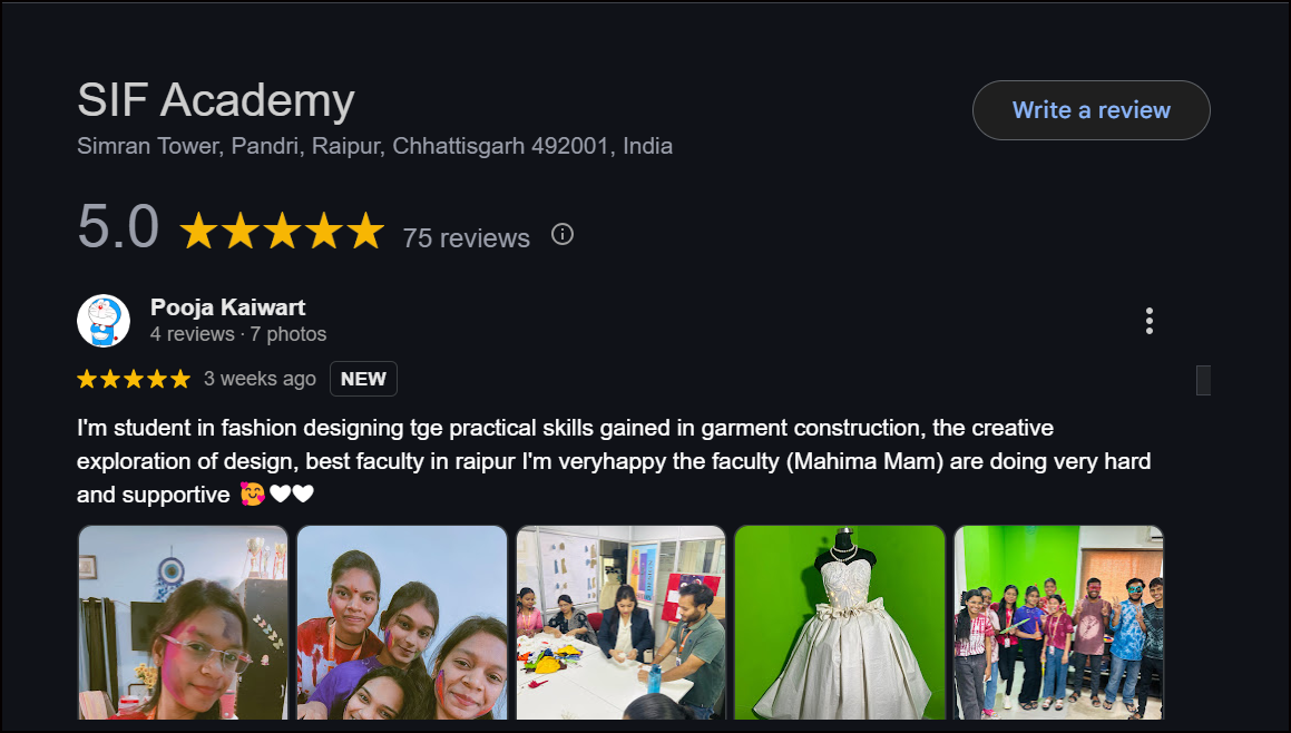 Google Review for Fashion Design Course 2